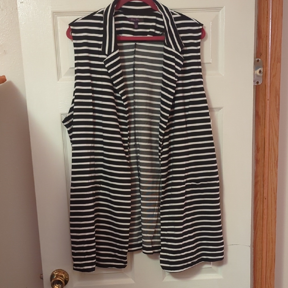 Olivia Sky Black and White Striped Vest